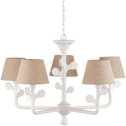 Currey and Company Charny 5 Light 42" Wide Chandelier with Linen Shades