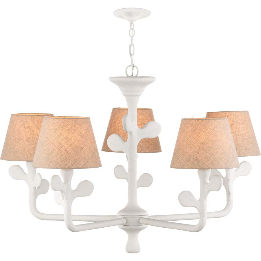 Currey and Company Charny 5 Light 42" Wide Chandelier with Linen Shades