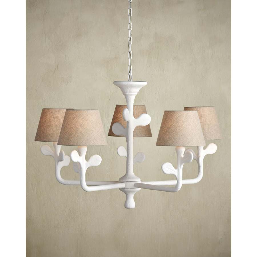 Currey and Company Charny 5 Light 42" Wide Chandelier with Linen Shades