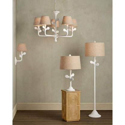 Currey and Company Charny 5 Light 42" Wide Chandelier with Linen Shades