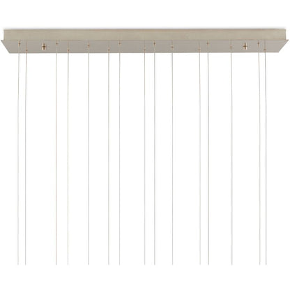 Currey and Company Virtu 15 Light 48" Wide Wrought Iron Linear Pendant with Clamrose Shell Shades