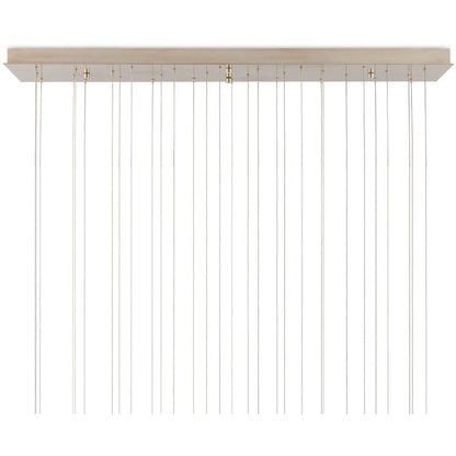 Currey and Company Virtu 30 Light 54" Wide Wrought Iron Linear Pendant with Clamrose Shell Shades