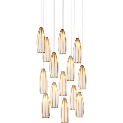 Currey and Company Parish 15 Light 21" Wide Wrought Iron Multi Light Pendant with Frosted Glass Shades