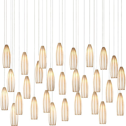 Currey and Company Parish 30 Light 54" Wide Wrought Iron Linear Pendant with Frosted Glass Shades