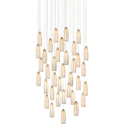Currey and Company Parish 36 Light 33" Wide Wrought Iron Multi Light Pendant with Frosted Glass Shades