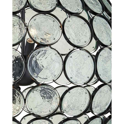 Currey and Company Etude 6 Light 28" Wide Wrought Iron Pendant with Recycled Glass Shade
