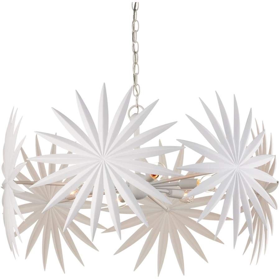 Currey and Company Bismarkia 6 Light 30" Wide Wrought Iron Pendant