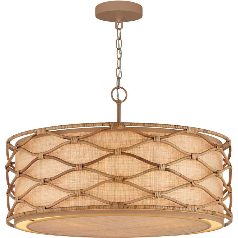 Currey and Company Partita 3 Light 28" Wide Wrought Iron Pendant with Grasscloth Shade