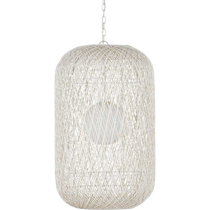 Currey and Company Cocoon 21" Wide Wrought Iron Pendant with Frosted Glass and Paper Twine Shades