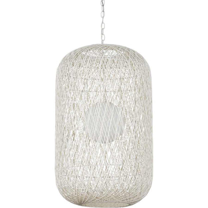 Currey and Company Cocoon 21" Wide Wrought Iron Pendant with Frosted Glass and Paper Twine Shades