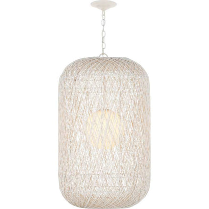 Currey and Company Cocoon 21" Wide Wrought Iron Pendant with Frosted Glass and Paper Twine Shades