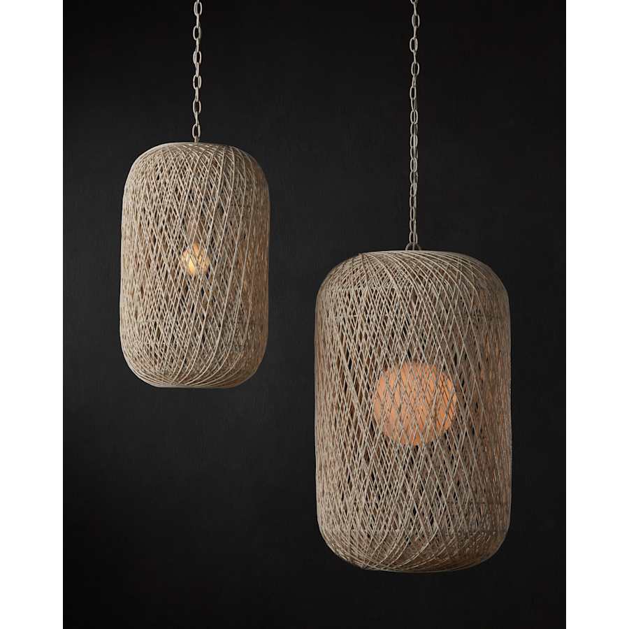 Currey and Company Cocoon 21" Wide Wrought Iron Pendant with Frosted Glass and Paper Twine Shades