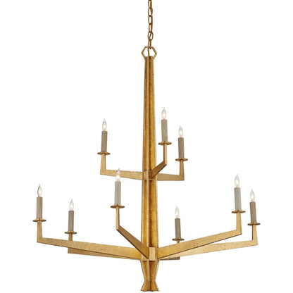 Currey and Company Goldfinch 9 Light 36" Wide Wrought Iron Candle Style Chandelier