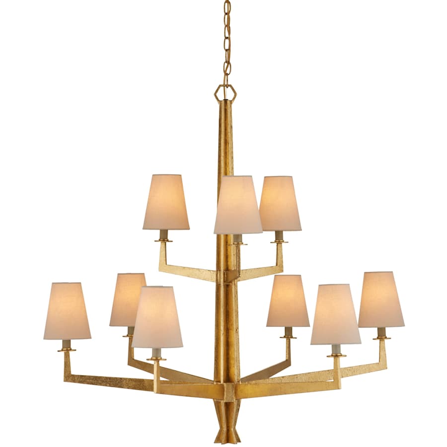 Currey and Company Goldfinch 9 Light 36" Wide Wrought Iron Candle Style Chandelier
