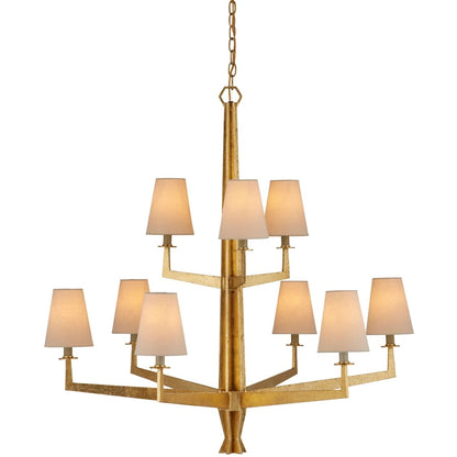 Currey and Company Goldfinch 9 Light 36" Wide Wrought Iron Candle Style Chandelier