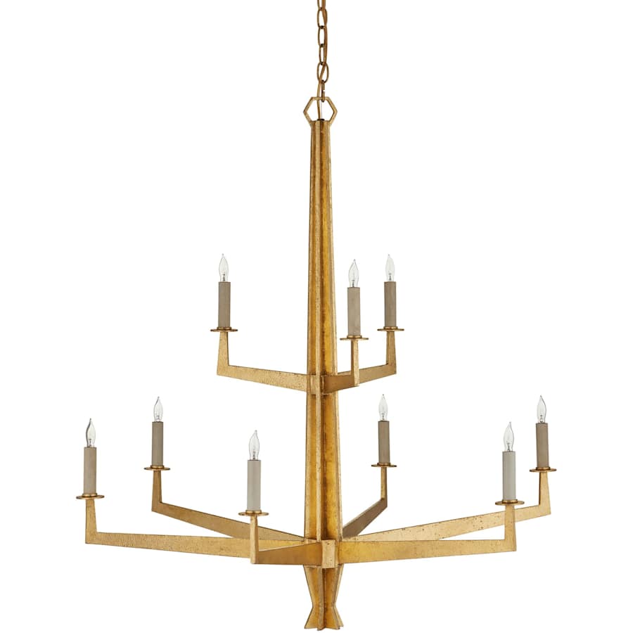 Currey and Company Goldfinch 9 Light 36" Wide Wrought Iron Candle Style Chandelier