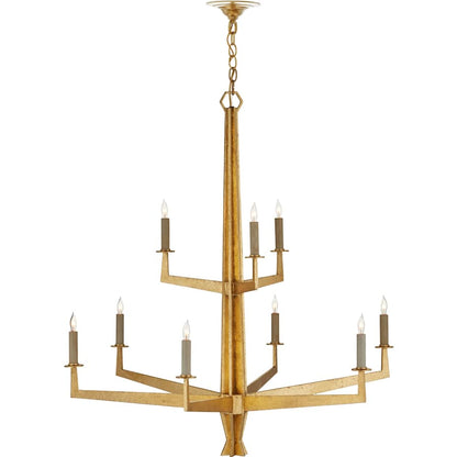 Currey and Company Goldfinch 9 Light 36" Wide Wrought Iron Candle Style Chandelier