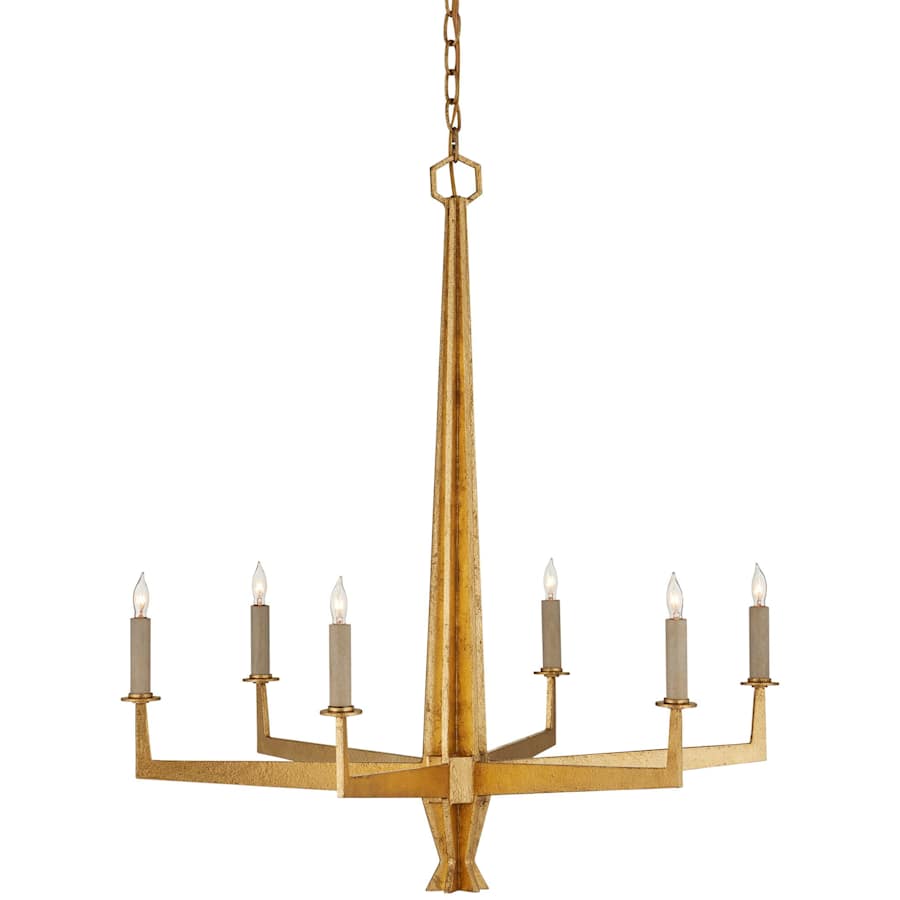 Currey and Company Goldfinch 6 Light 30" Wide Wrought Iron Candle Style Chandelier