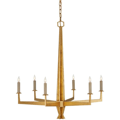 Currey and Company Goldfinch 6 Light 30" Wide Wrought Iron Candle Style Chandelier