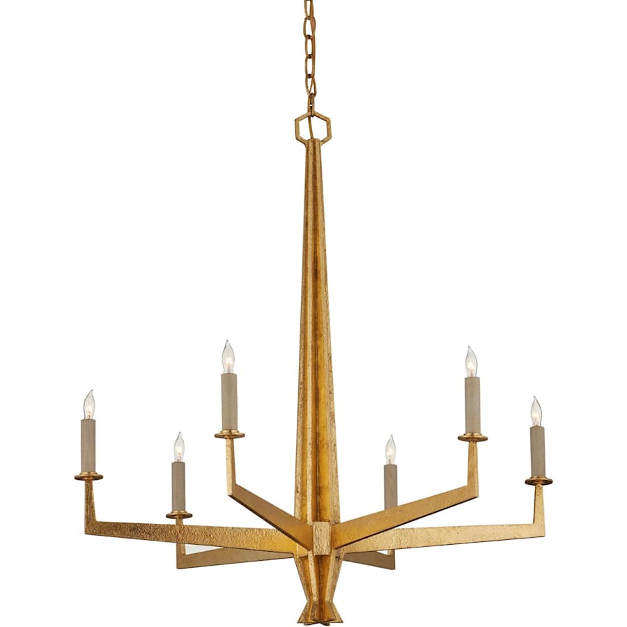 Currey and Company Goldfinch 6 Light 30" Wide Wrought Iron Candle Style Chandelier