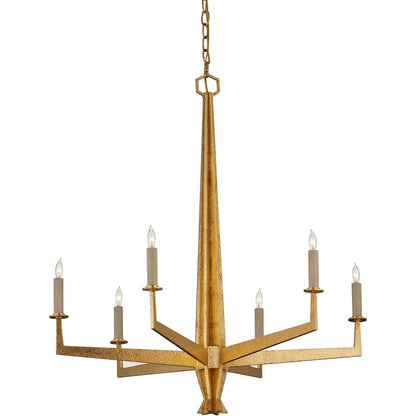Currey and Company Goldfinch 6 Light 30" Wide Wrought Iron Candle Style Chandelier