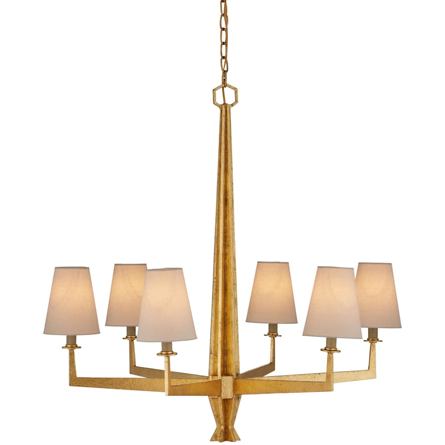 Currey and Company Goldfinch 6 Light 30" Wide Wrought Iron Candle Style Chandelier