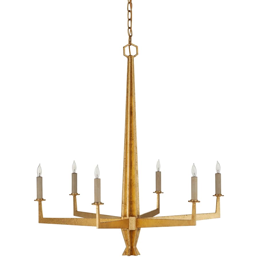 Currey and Company Goldfinch 6 Light 30" Wide Wrought Iron Candle Style Chandelier