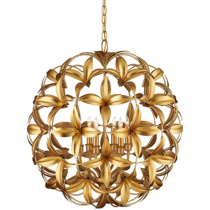 Currey and Company Helenium 6 Light 24" Wide Wrought Iron Pendant