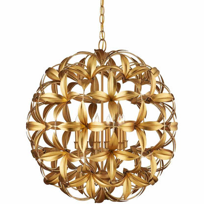 Currey and Company Helenium 6 Light 24" Wide Wrought Iron Pendant