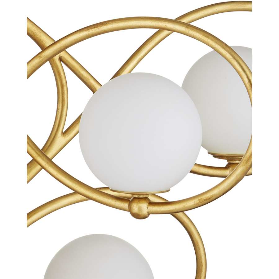 Currey and Company Storrs 14 Light 34" Wide Wrought Iron Abstract Chandelier with Frosted Glass Shades