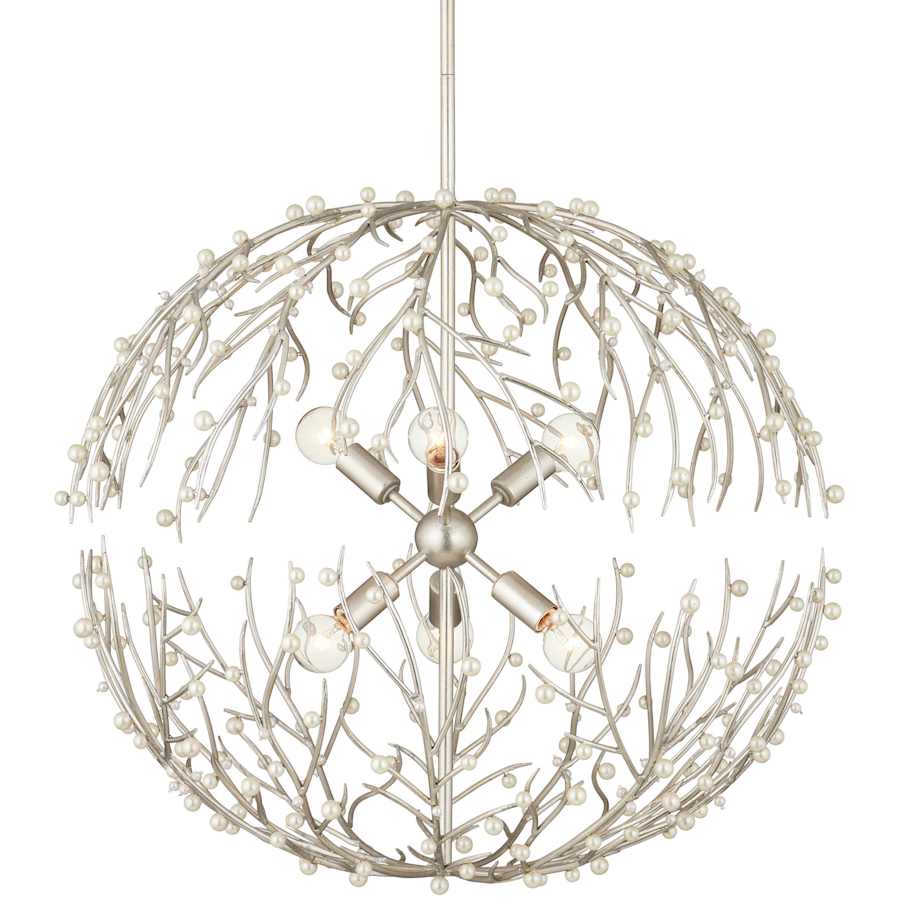 Currey and Company Shinju 6 Light 26" Wide Wrought Iron Globe Chandelier