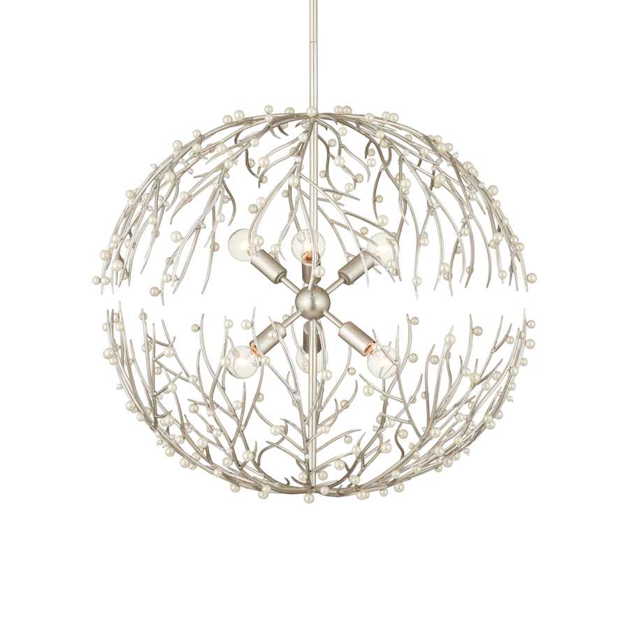 Currey and Company Shinju 6 Light 26" Wide Wrought Iron Globe Chandelier