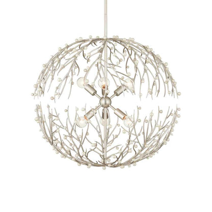 Currey and Company Shinju 6 Light 26" Wide Wrought Iron Globe Chandelier