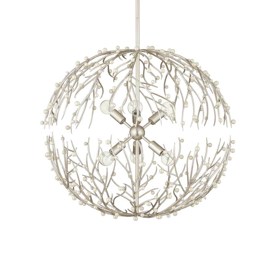 Currey and Company Shinju 6 Light 26" Wide Wrought Iron Globe Chandelier