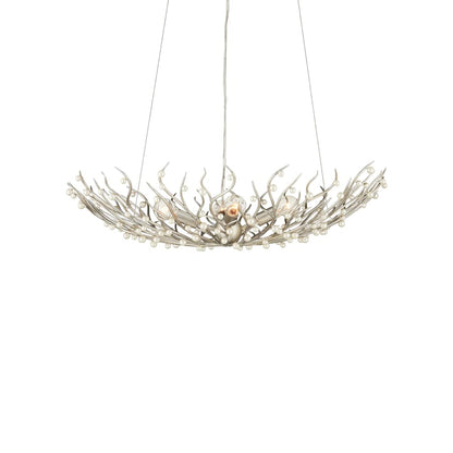 Currey and Company Shinju 4 Light 29" Wide Wrought Iron Chandelier
