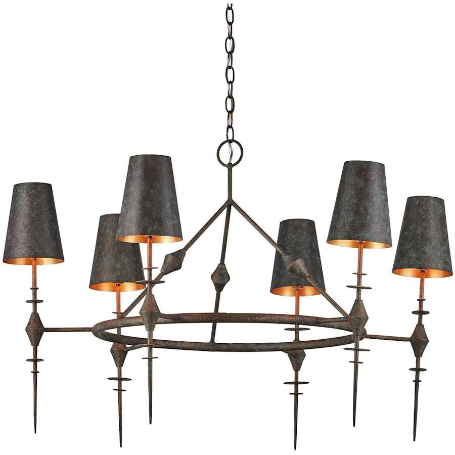 Currey and Company Anselm 6 Light 40" Wide Wrought Iron Chandelier