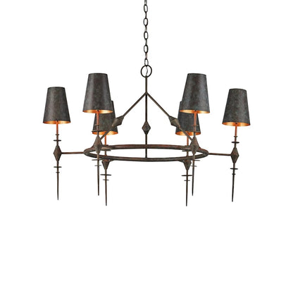 Currey and Company Anselm 6 Light 40" Wide Wrought Iron Chandelier