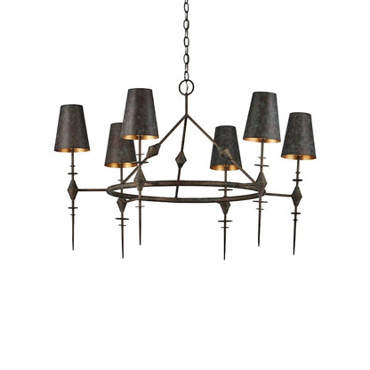 Currey and Company Anselm 6 Light 40" Wide Wrought Iron Chandelier