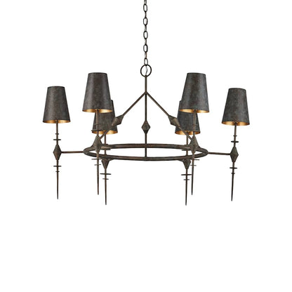 Currey and Company Anselm 6 Light 40" Wide Wrought Iron Chandelier