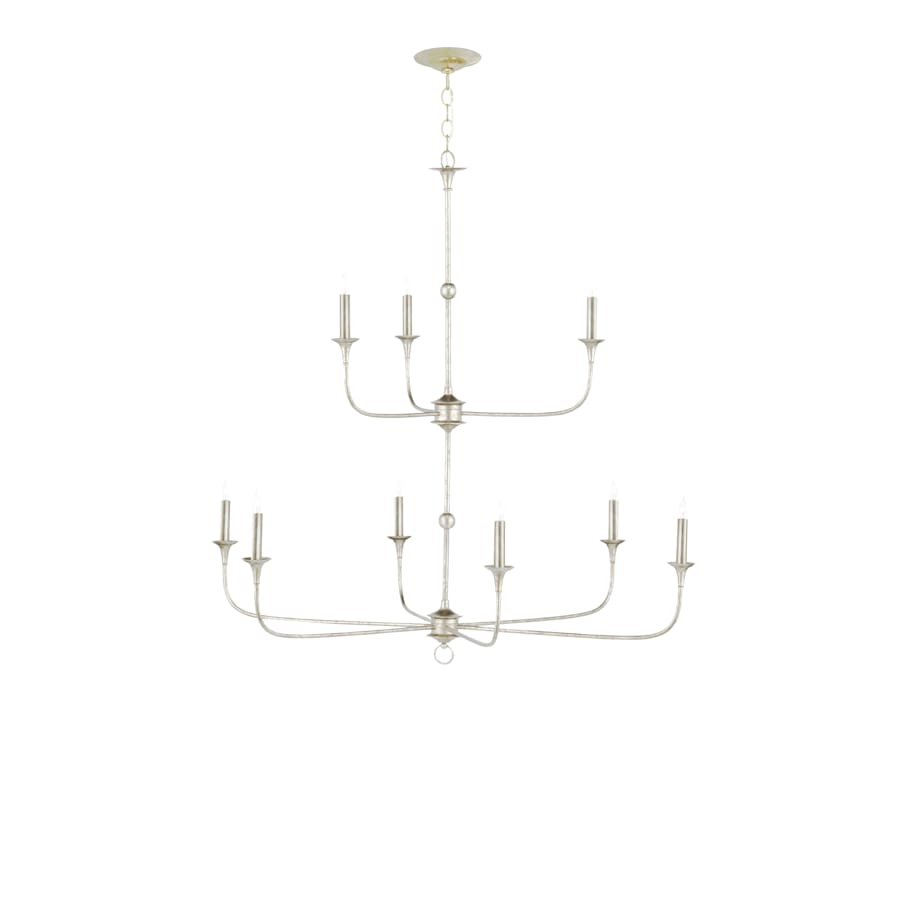 Currey and Company Nottaway 9 Light 45" Wide Wrought Iron Candle Style Chandelier