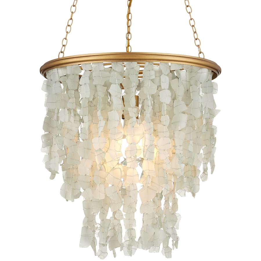 Currey and Company Verre de Mer 19" Wide Wrought Iron Chandelier