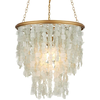 Currey and Company Verre de Mer 19" Wide Wrought Iron Chandelier
