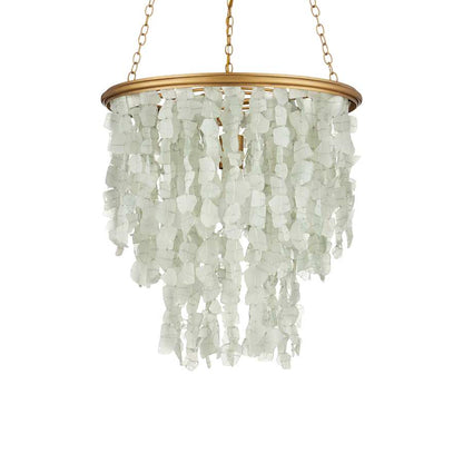 Currey and Company Verre de Mer 19" Wide Wrought Iron Chandelier