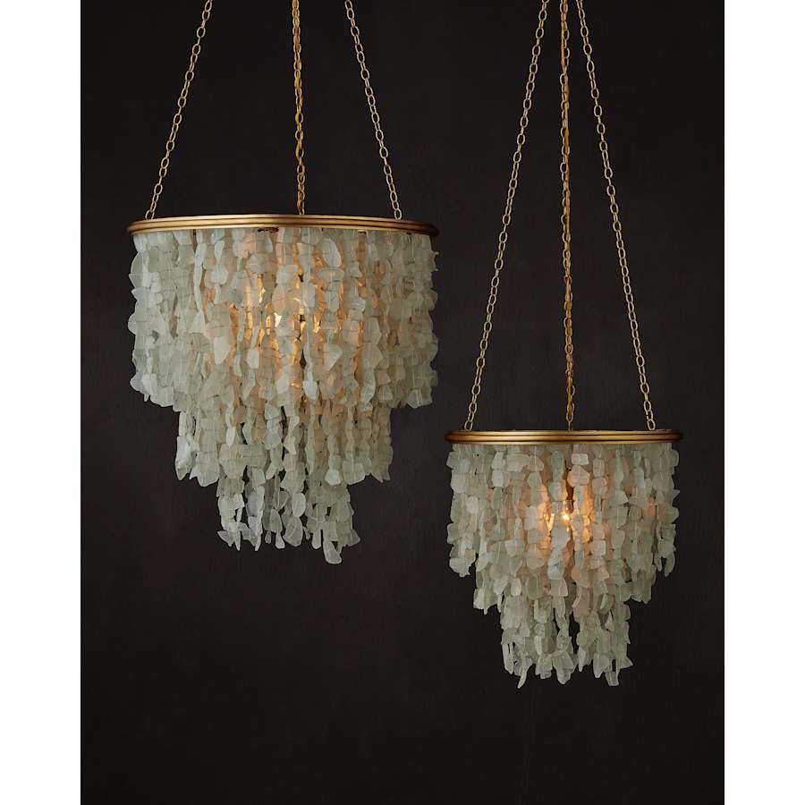 Currey and Company Verre de Mer 19" Wide Wrought Iron Chandelier