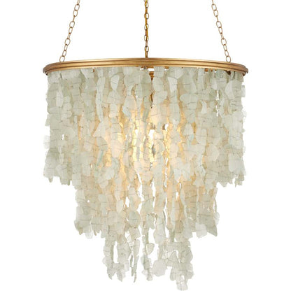Currey and Company Verre de Mer 25" Wide Wrought Iron Chandelier