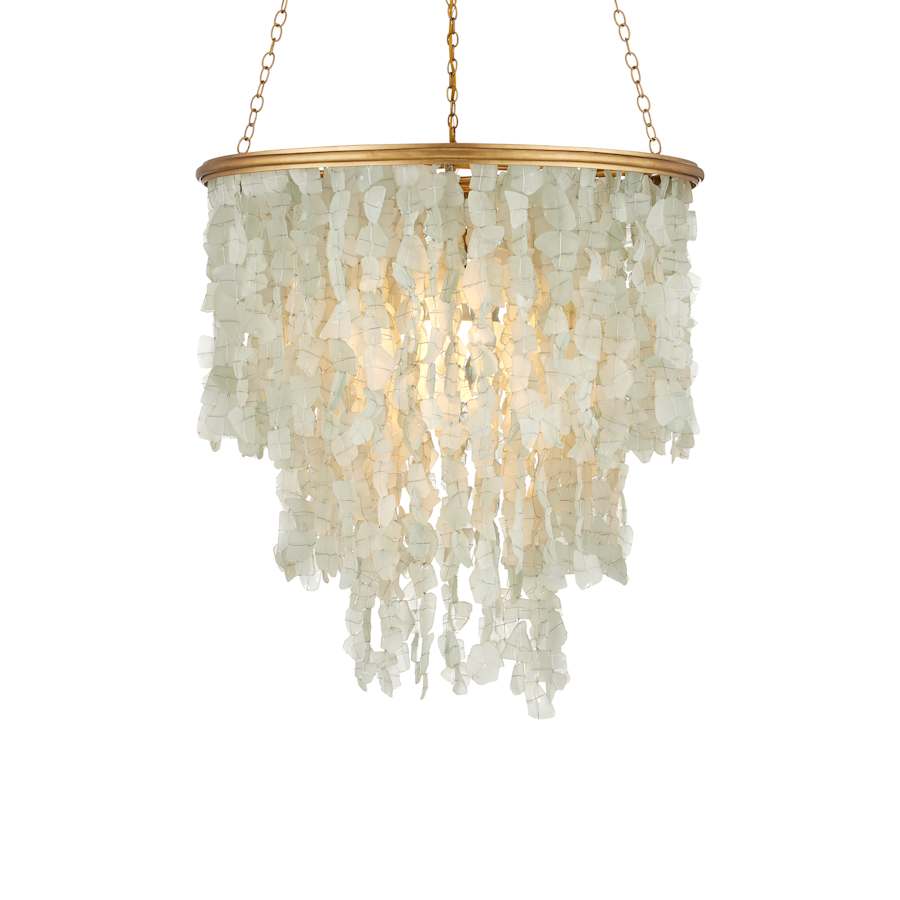 Currey and Company Verre de Mer 25" Wide Wrought Iron Chandelier