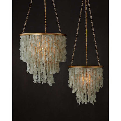Currey and Company Verre de Mer 25" Wide Wrought Iron Chandelier