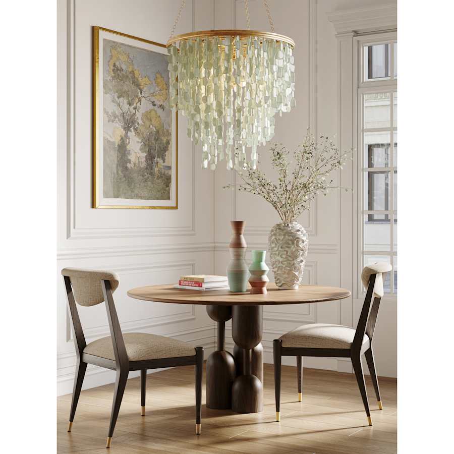 Currey and Company Verre de Mer 25" Wide Wrought Iron Chandelier