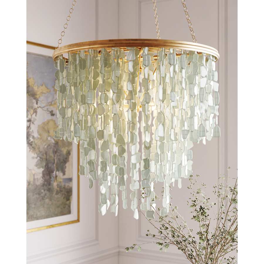 Currey and Company Verre de Mer 25" Wide Wrought Iron Chandelier