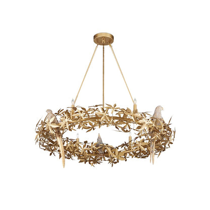 Currey and Company Aviary 6 Light 42" Wide Wrought Iron Candle Style Chandelier